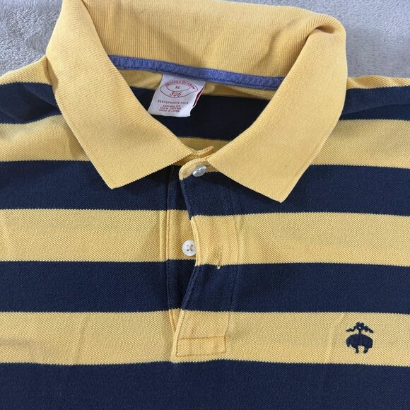 Brooks Brothers Polo Shirt Size XL Yellow Striped Blue 100% Cotton - Picture 7 of 9